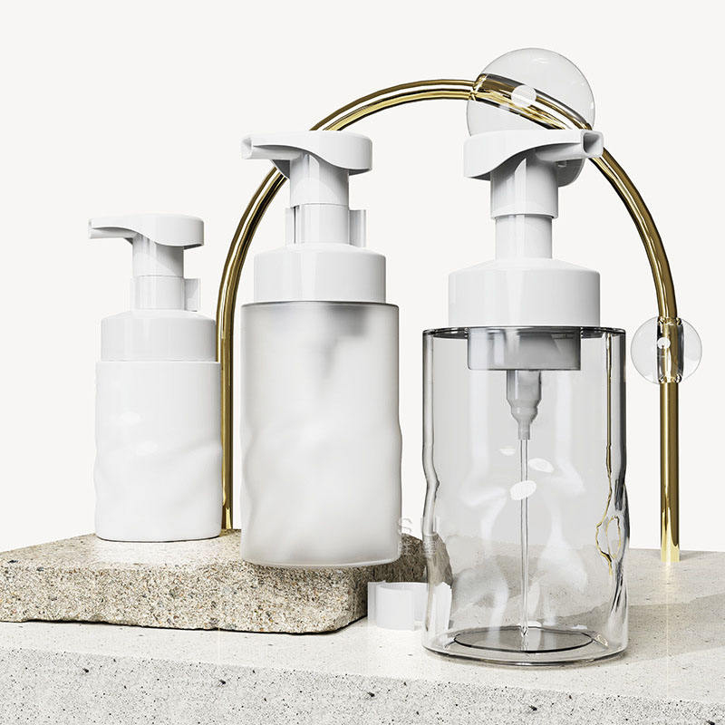 150ml 250ml 300ml 400ml PET Nude rosa espumante garrafa de sabão para as mãos recarregável garrafa de bomba de espuma