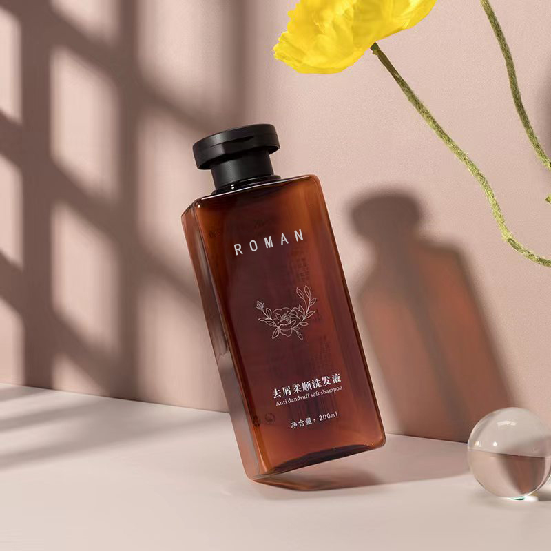 200ml 300ml cabelo seco espremer óleo de cabelo garrafa pet com tampa superior quadrada garrafa de loção de gel de banho de shampoo de plástico