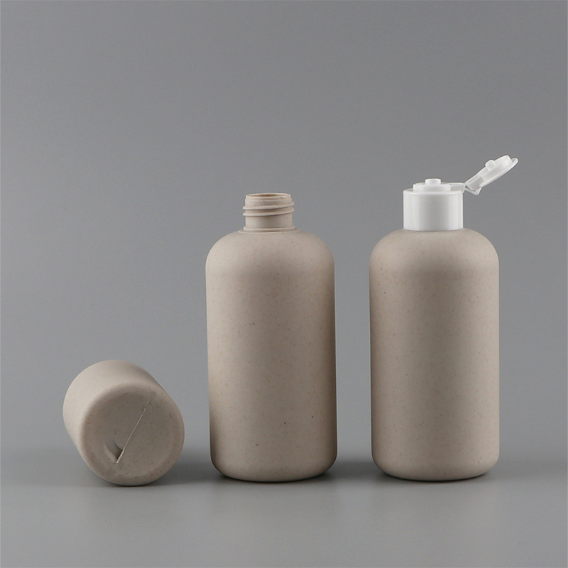 Recipiente cosmético biodegradável, 150ml, 250ml, 400ml, 500ml, espremer palha de trigo, redondo, garrafa de shampoo, garrafa de lavagem corporal com tampa flip Recipiente cosmético biodegradável, 150ml, 250ml, 400ml, 500ml, espremer palha de trigo, redondo, garrafa de shampoo, garrafa de lavagem corporal com tampa flip