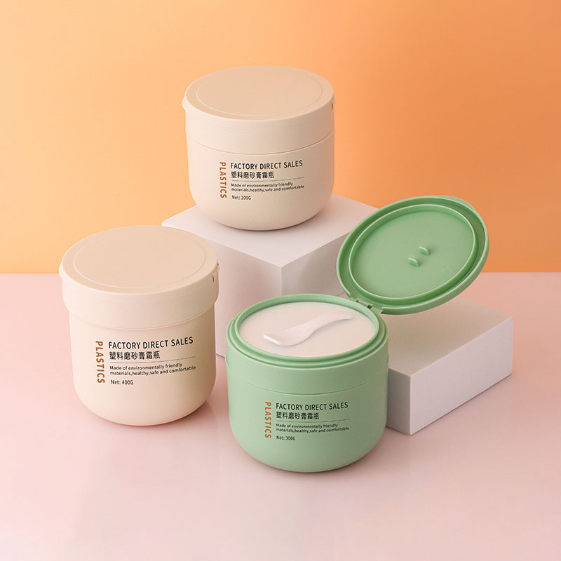 Máscara cosmética redonda fosca de plástico, 200g, 300g, 400g, frasco de creme para clareamento, remoção de sardas, protetor solar, recipiente com colher Máscara cosmética redonda fosca de plástico, 200g, 300g, 400g, frasco de creme para clareamento, remoção de sardas, protetor solar, recipiente com colher