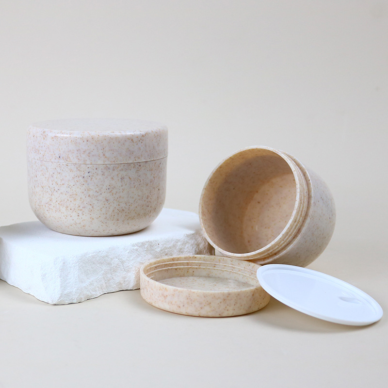 Recipiente de palha de trigo, boca larga, 80g, 120g, 200g, 250g, frasco de creme para cuidados com a pele, cosméticos, frasco de creme facial com tampas Recipiente de palha de trigo, boca larga, 80g, 120g, 200g, 250g, frasco de creme para cuidados com a pele, cosméticos, frasco de creme facial com tampas