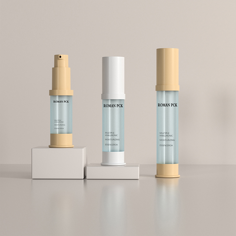 15ml 30ml 1oz bomba mal ventilada fosca garrafa azul forma fina cilindro alto creme cosmético gel para rosto soro loção blush gel