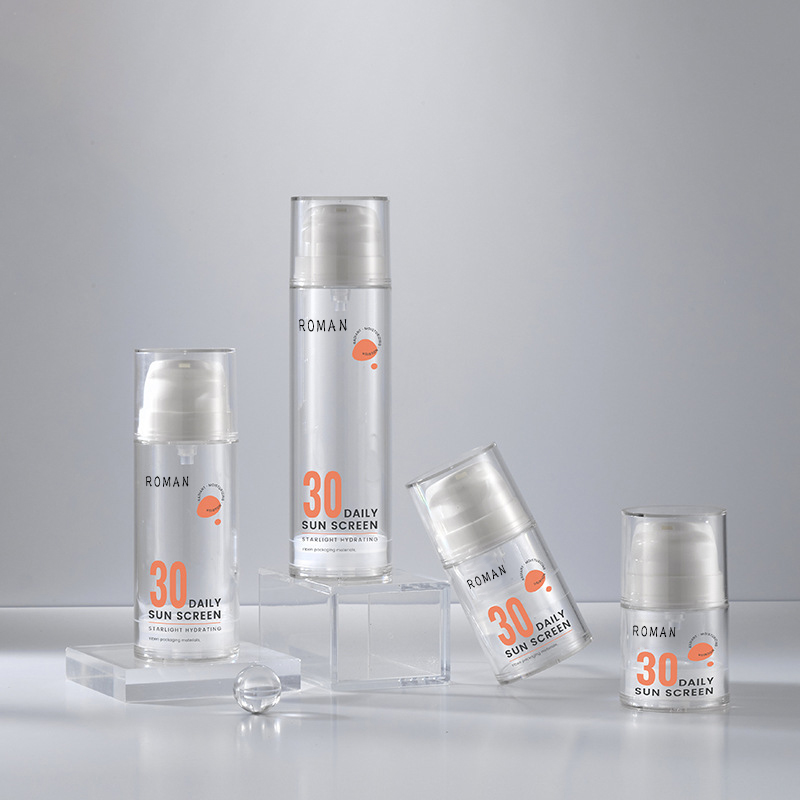 15ml 30ml 50ml 100ml 120ml Garrafa de bomba de embalagem mal ventilada branca transparente para cuidados com a pele, soro corporal, óleo