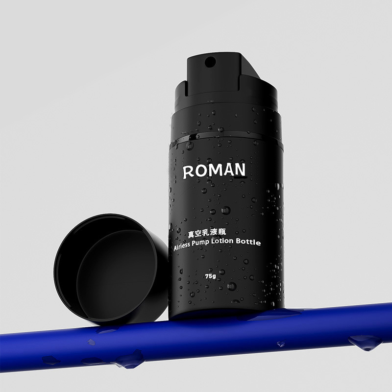 Garrafa preta fosca de loção, 15ml, 30ml, 50ml, 100ml, 120ml, 150ml, bomba de essência para cuidados com a pele, garrafa sem ar para embalagens de cosméticos Garrafa preta fosca de loção, 15ml, 30ml, 50ml, 100ml, 120ml, 150ml, bomba de essência para cuidados com a pele, garrafa sem ar para embalagens de cosméticos