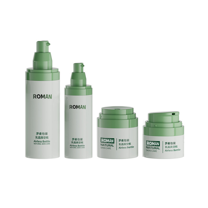 Embalagem de cosméticos de plástico Frasco de creme facial 30ml 50ml 80ml Conjunto de frasco de bomba sem ar verde com galvanoplastia para frasco de soro anti-idade Embalagem de cosméticos de plástico Frasco de creme facial 30ml 50ml 80ml Conjunto de frasco de bomba sem ar verde com galvanoplastia para frasco de soro anti-idade