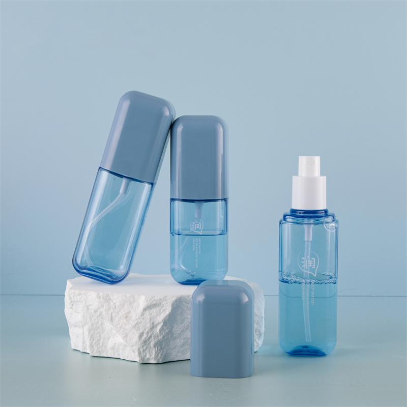 80ml 100ml 120ml de parede espessa PET plástico azul cosmético spray garrafa hidratante calmante