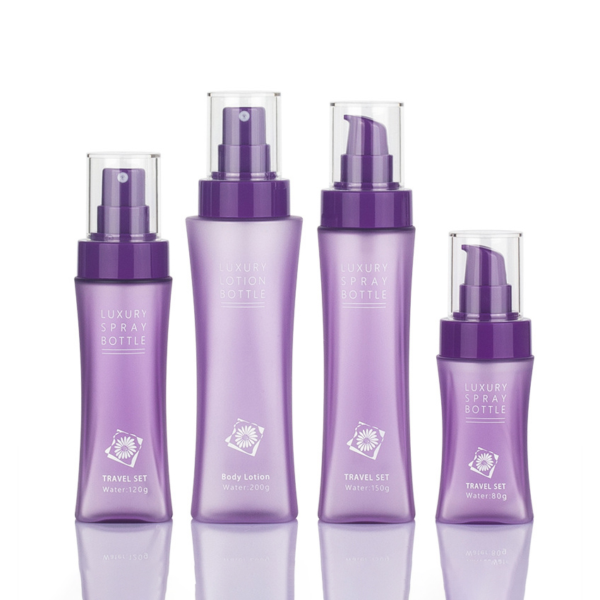 80ml 120ml 150ml 200ml Garrafa de viagem de plástico para animais de estimação em formato de cintura Design explosivo para loções Toner Água - Frasco de spray conveniente de tamanho pequeno