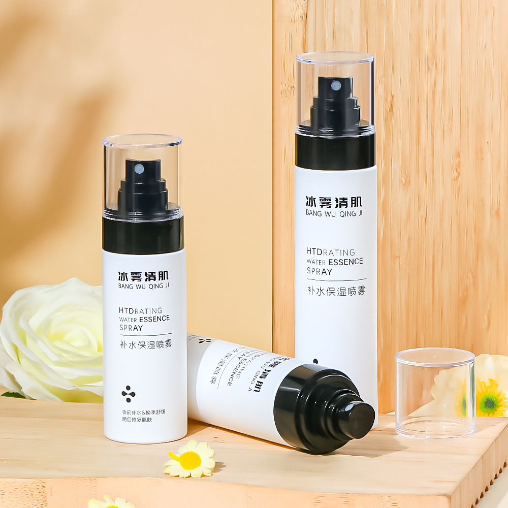 Garrafa de spray de névoa fina de corpo vazio de plástico branco de paredes grossas 80ml 100ml 120ml 150ml para perfume hidratante água