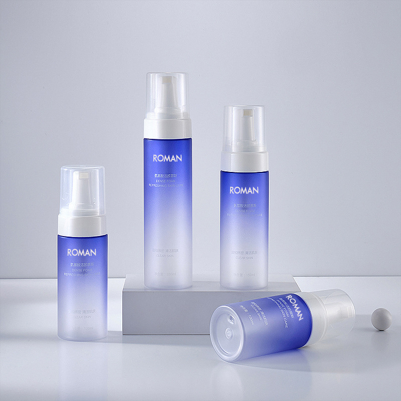100ml 120ml 150ml 200ml PET gradiente cor azul espuma dispensador de sabão líquido bomba de espuma garrafa de gel de banho garrafa de lavagem das mãos suprimentos de banheiro 100ml 120ml 150ml 200ml PET gradiente cor azul espuma dispensador de sabão líquido bomba de espuma garrafa de gel de banho garrafa de lavagem das mãos suprimentos de banheiro