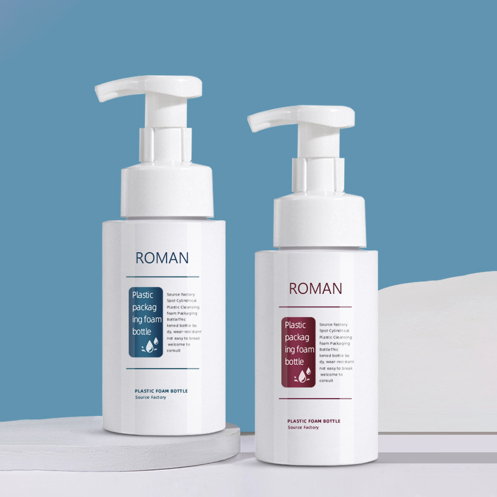 Tamanhos redondos bonitos plásticos da garrafa 200ml 300ml 500ml da bomba da espuma de limpeza do desinfetante da mão para o empacotamento facial do champô do limpador