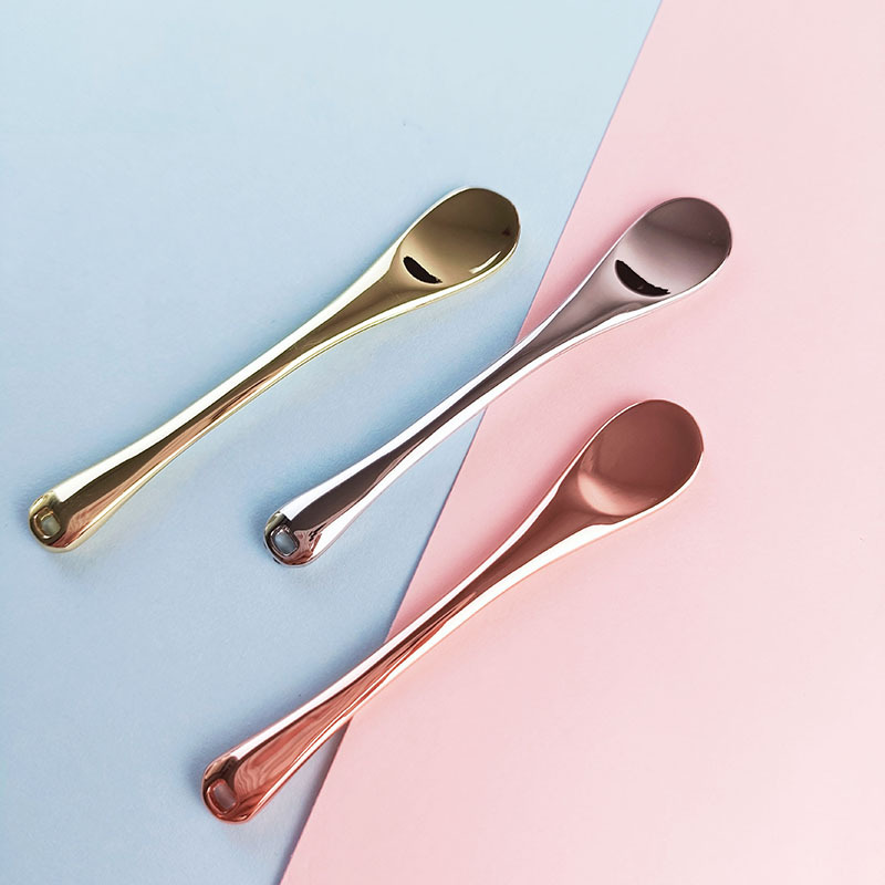 3 cores reutilizáveis ​​mini metal liga de zinco creme para os olhos colher espátula de maquiagem para aplicação de creme para os olhos