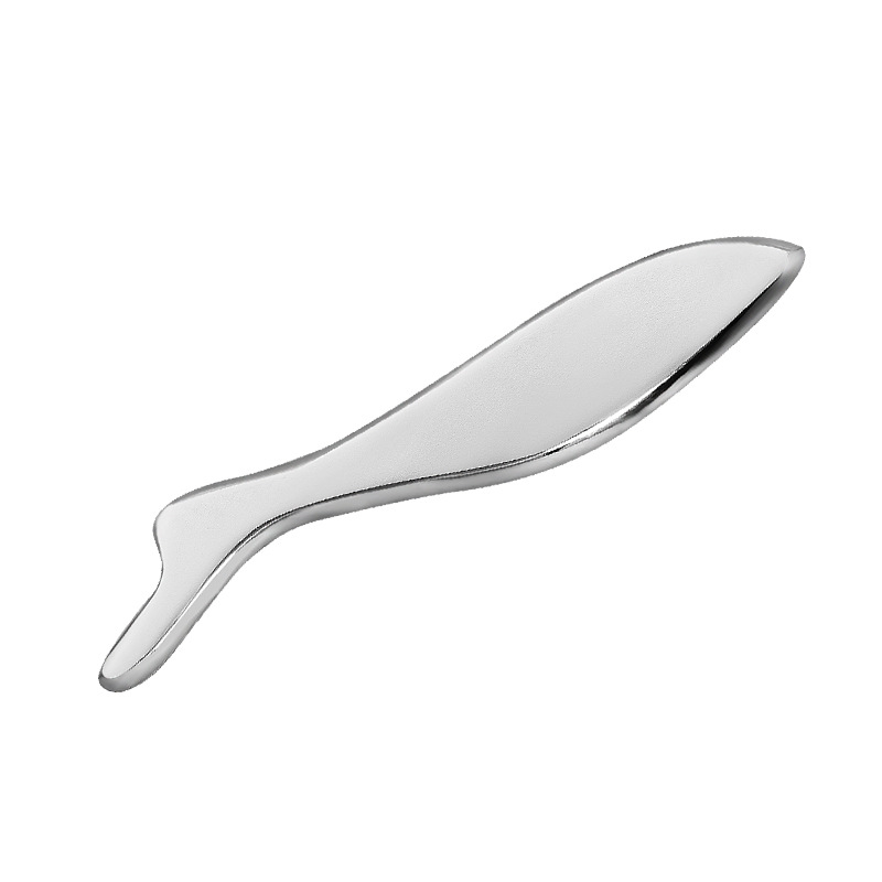 Placa de liga de zinco em forma de peixe Gua Sha com cores e logotipo personalizados Placa de liga de zinco em forma de peixe Gua Sha com cores e logotipo personalizados