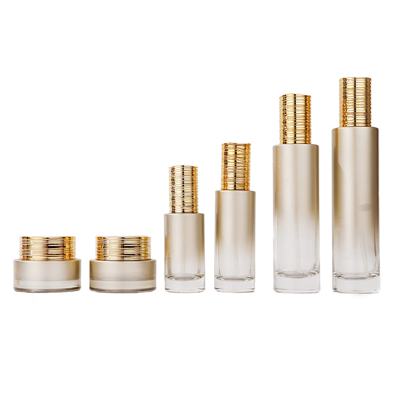 Frasco de soro de vidro com tampa escovada galvanizada Frasco de soro de vidro com tampa escovada galvanizada