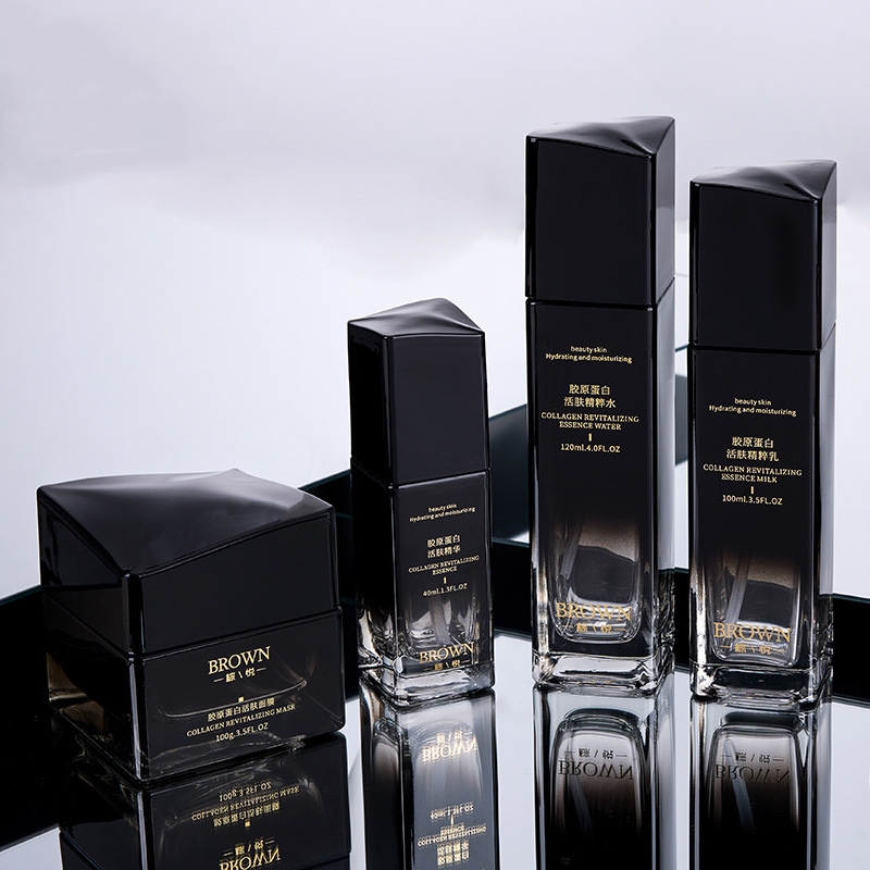 Frasco de creme de vidro quadrado original com design aumentado da tampa para empacotamento cosmético Frasco de creme de vidro quadrado original com design aumentado da tampa para empacotamento cosmético