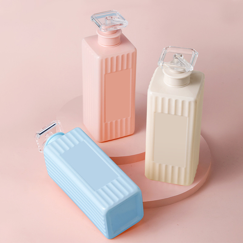 Garrafa plástica quadrada da bomba da loção do animal de estimação de 500ml 750ml com superfície da forma da listra para o champô e o condicionador do óleo do cabelo recipiente cosmético Garrafa plástica quadrada da bomba da loção do animal de estimação de 500ml 750ml com superfície da forma da listra para o champô e o condicionador do óleo do cabelo recipiente cosmético
