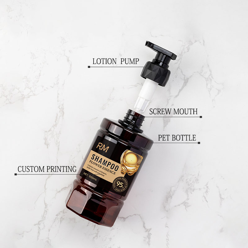 Garrafa plástica da bomba da pétala do animal de estimação 500ml com garrafa do champô do hotel do valor alto da bomba de parafuso para empacotamento dos cuidados pessoais Garrafa plástica da bomba da pétala do animal de estimação 500ml com garrafa do champô do hotel do valor alto da bomba de parafuso para empacotamento dos cuidados pessoais