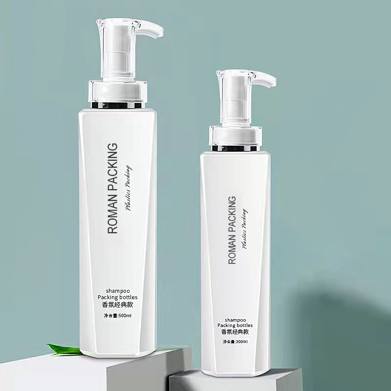 Bomba de loção branca luxuosa, 300ml, 500ml, longa e fina, shampoo, gel de banho, embalagem para lavagem corporal com bomba de ouro