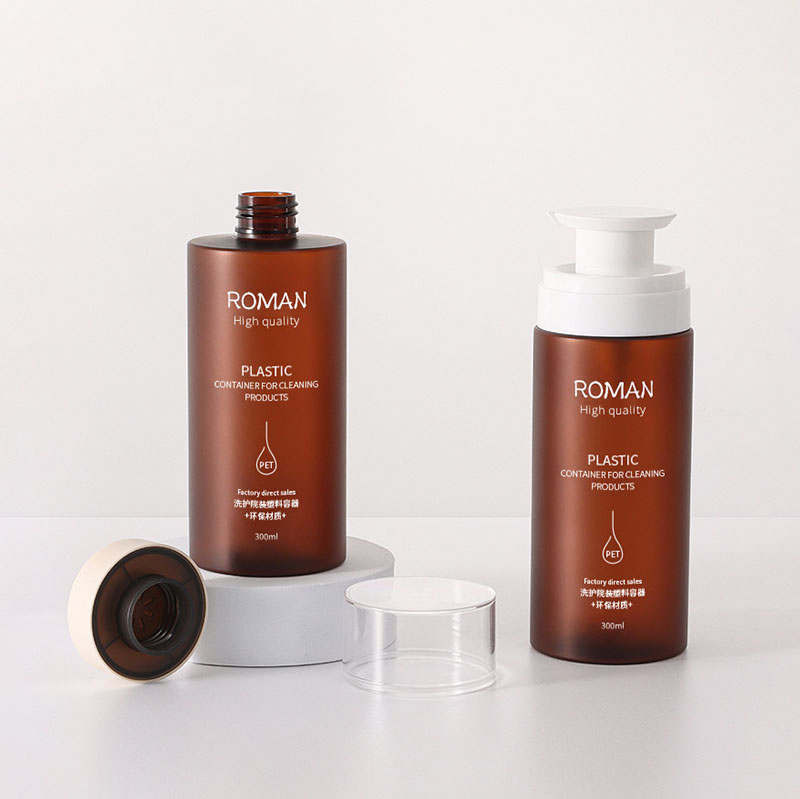 Garrafas de plástico com dispensador de bomba, à prova de vazamento, grande cilindro âmbar transparente vazio, recarregável para shampoo, condicionador de cabelo, óleos de loção