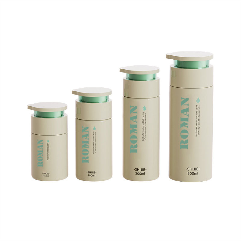 Frasco redondo de creme para cuidados com a pele, ombro plano, 150ml 200ml 300ml 500ml, loção para bebê, condicionador, embalagem, shampoo e sabonete corporal, frascos de creme para as mãos