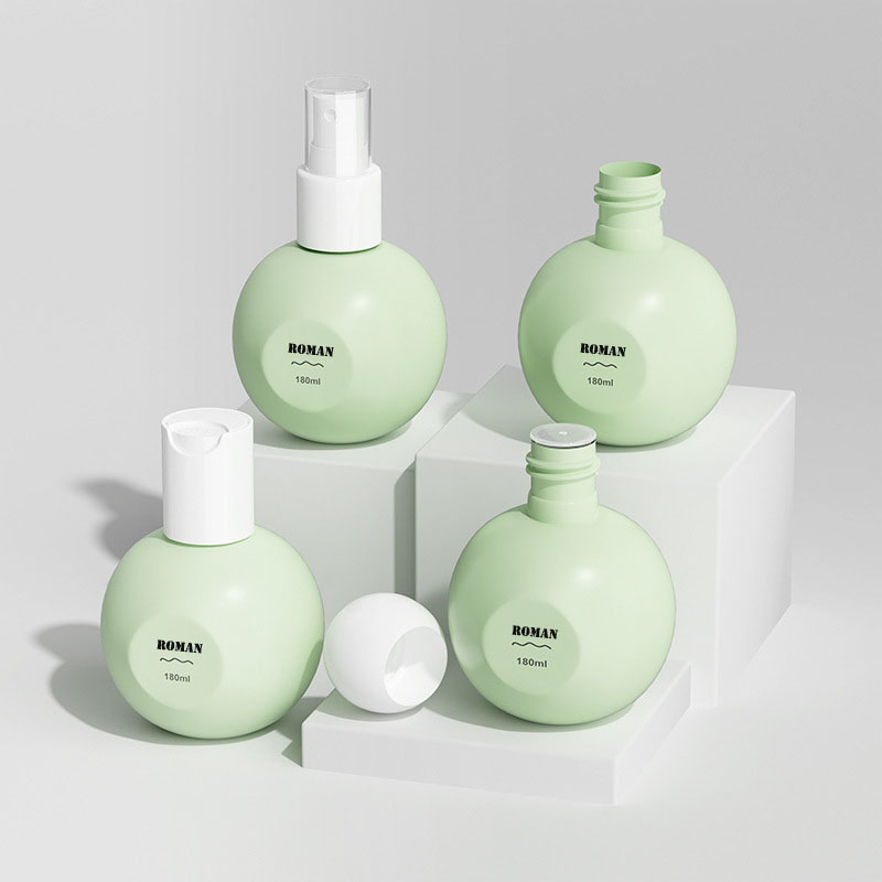 180ml pe garrafas vazias esféricas novo design recarregável garrafa de bomba de loção de plástico para creme shampoo perfume embalagens cosméticas