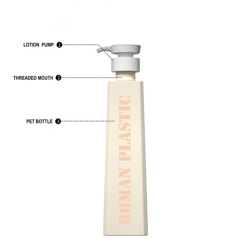 Loção de embalagem cosmética de formato requintado, shampoo, gel de banho, condicionador, toner trapézio, creme, loção, frasco para cuidados domésticos Loção de embalagem cosmética de formato requintado, shampoo, gel de banho, condicionador, toner trapézio, creme, loção, frasco para cuidados domésticos