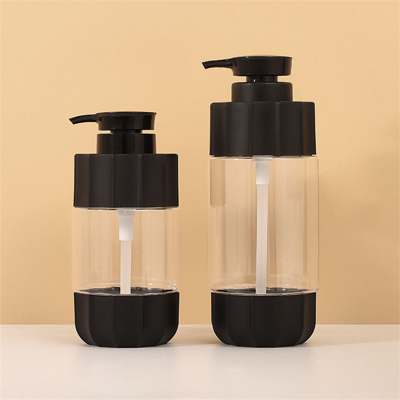 Preto fosco 550 ml 600 ml 700 ml 750ml tira de plástico para animais de estimação parede grossa garrafa de bomba de loção de plástico para limpador protetor solar shampoo gel de banho Preto fosco 550 ml 600 ml 700 ml 750ml tira de plástico para animais de estimação parede grossa garrafa de bomba de loção de plástico para limpador protetor solar shampoo gel de banho