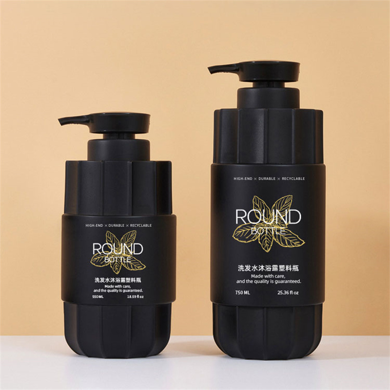Preto fosco 550 ml 600 ml 700 ml 750ml tira de plástico para animais de estimação parede grossa garrafa de bomba de loção de plástico para limpador protetor solar shampoo gel de banho Preto fosco 550 ml 600 ml 700 ml 750ml tira de plástico para animais de estimação parede grossa garrafa de bomba de loção de plástico para limpador protetor solar shampoo gel de banho