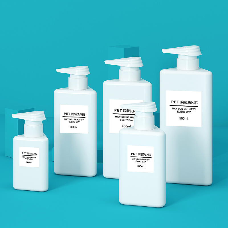 Nova garrafa vazia de plástico triangular para animais de estimação, loção de limpeza facial ou loção para cuidados com a pele, 100ml 200ml 300ml 400ml 500ml, garrafa cosmética