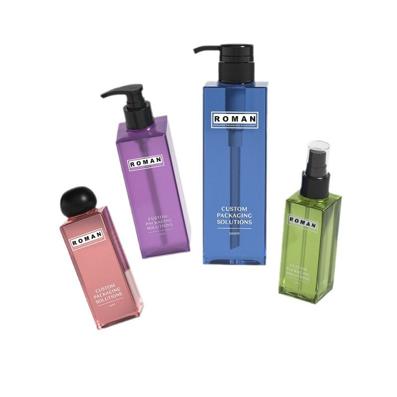 Frascos de loção cosmética fosco transparente quadrado de plástico premium 200ml 250ml para soro de cuidados com a pele Embalagem de toner premium com tampa de rosca em forma de bola Frascos de loção cosmética fosco transparente quadrado de plástico premium 200ml 250ml para soro de cuidados com a pele Embalagem de toner premium com tampa de rosca em forma de bola