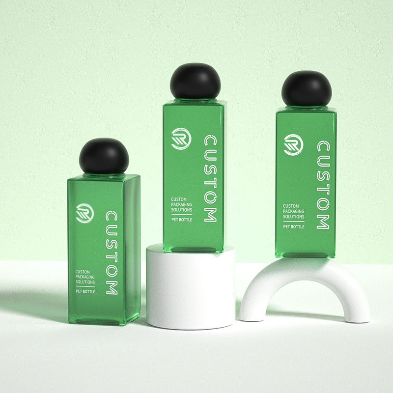 Frascos de loção cosmética fosco transparente quadrado de plástico premium 200ml 250ml para soro de cuidados com a pele Embalagem de toner premium com tampa de rosca em forma de bola